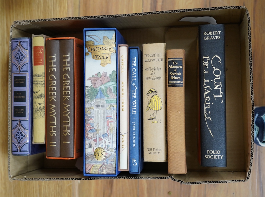 Six Folio society books to include The Greek Myths 1 & 2 and A History of Venice together with three others. Condition - fair to good